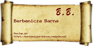 Berbenicza Barna névjegykártya